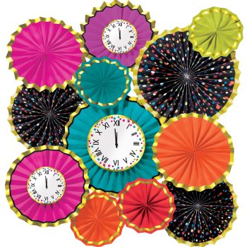New Years Paper Fan Decorating Kit, 12ct