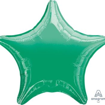 A shiny green star-shaped balloon.