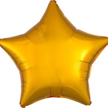 A shiny gold star-shaped balloon.