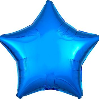 A shiny blue star-shaped balloon.