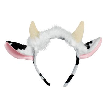 A headband with cow ears and small horns.