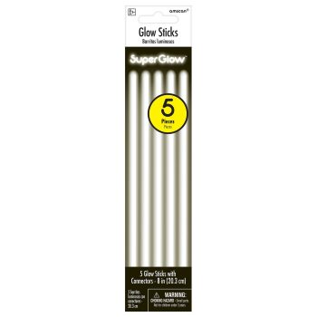 Pack of five super glow glue sticks for crafting.