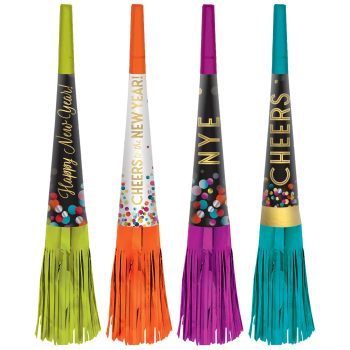 New Years Fringe Horns Multi-Pack Colorful, 8ct