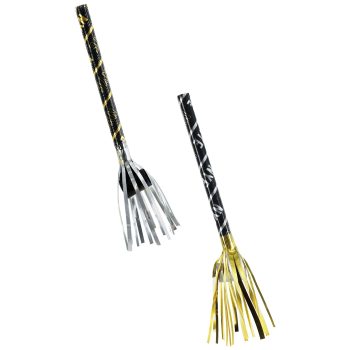 Black, Silver, Gold Metallic Fringed Blowouts, 8ct