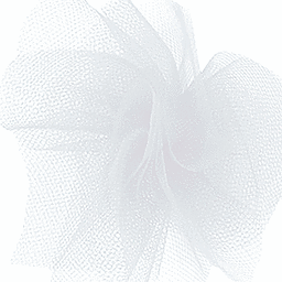 Delicate white mesh fabric arranged in a soft, flowing bow shape.