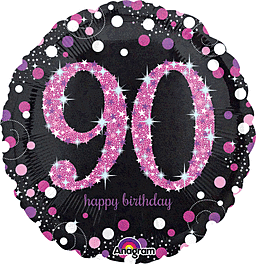 90th birthday glittery balloon with polka dots.
