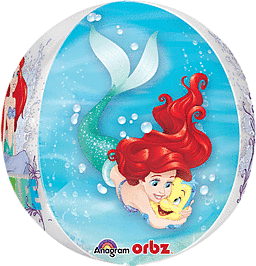 Ariel and Flounder from The Little Mermaid on a round balloon.