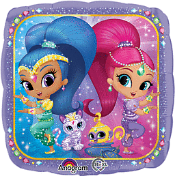 Colorful image of two animated genie girls with magical pets.