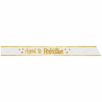 Gold text "Aged to Perfection" with stars.
