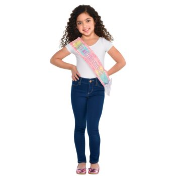 Iridescent Pastel Party It's My Birthday Fabric Sash, 60in