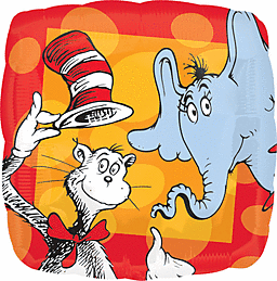 Dr. Seuss characters: Cat in the Hat, Horton the Elephant, and the Grinch.
