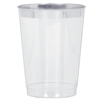 Clear plastic cup on white background.
