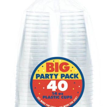 Pack of 40 clear plastic cups.