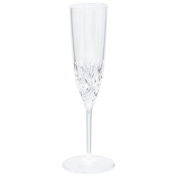 Crystal champagne flute on white background.