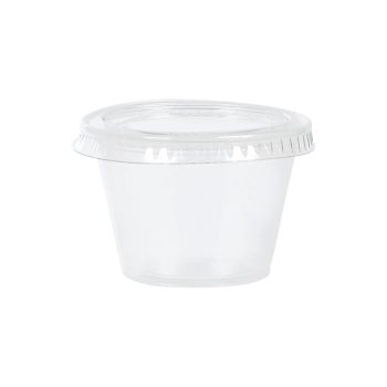Clear plastic container with lid.