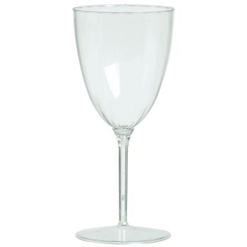 Clear empty wine glass on white background.