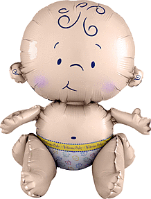 Inflatable baby balloon with diaper design.