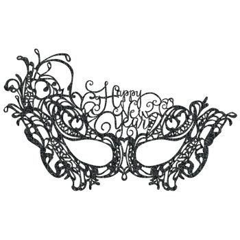 Happy New Year Lace Mask - Black