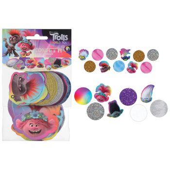 Trolls World Tour confetti and stickers set.