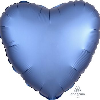 A shiny blue heart-shaped balloon on a white background.