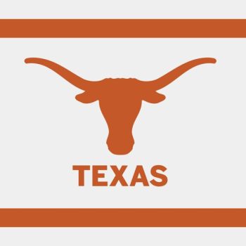 Texas Longhorn silhouette with text below.