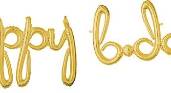 Gold foil balloons spelling 'baby boy'.