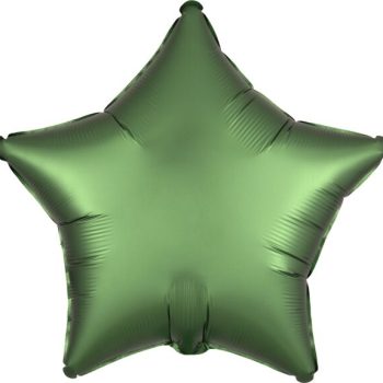 A green star-shaped foil balloon.