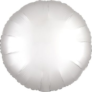 White round foil balloon on white background.