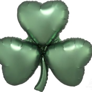 Green foil balloon shaped like a three-leaf clover.