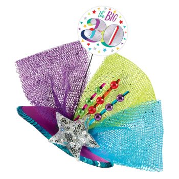 Colorful 30th birthday party decoration with star.