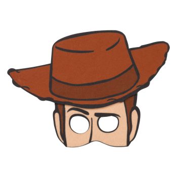 Cartoon cowboy hat and mask illustration.