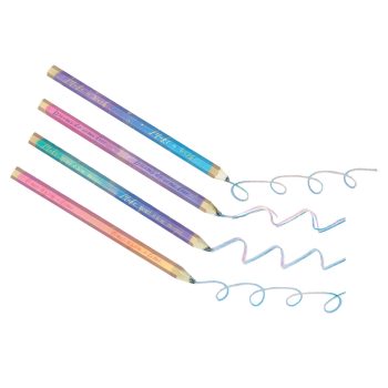 Multicolored pencils drawing spiral lines.