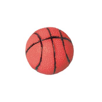 A small red basketball with black lines.