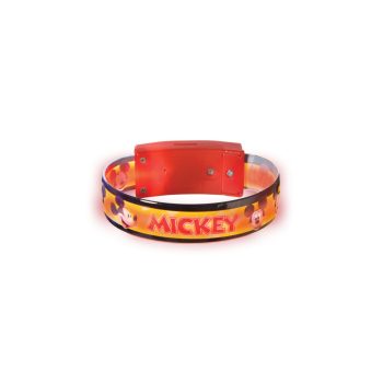Red Mickey Mouse-themed wristband with graphics.