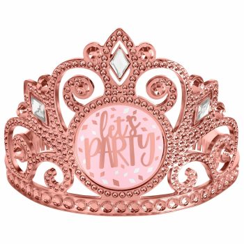 Pink tiara with "Let's Party" text.