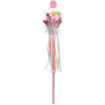 Glitter Pastel Party Pom-Pom Fabric & Tinsel Wand, 15"