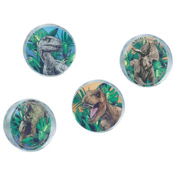 Four coins featuring various dinosaur illustrations.