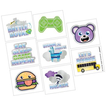 Fortnite-themed stickers with various designs.