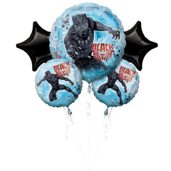 Black Panther themed balloons with star shapes.