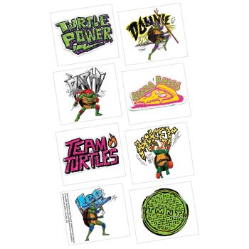 Turtle-themed stickers with vibrant designs.