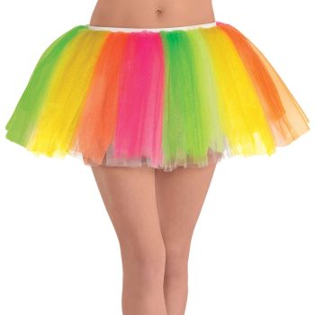 Colorful rainbow tutu skirt with layers of tulle.