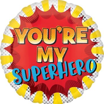 Balloon with "You're My Superhero" text.