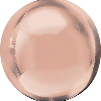 A shiny rose gold balloon with a reflective surface.