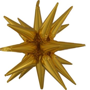 Golden inflatable star-shaped balloon with spikes.