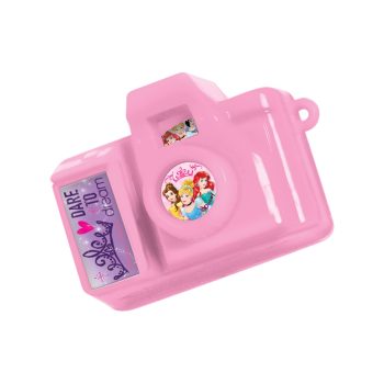 Pink toy camera with princess design.