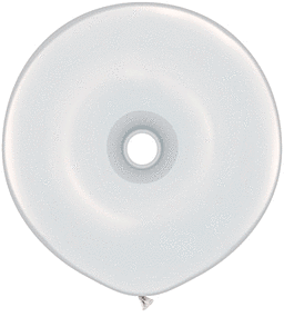 A white balloon with a small hole in the center.
