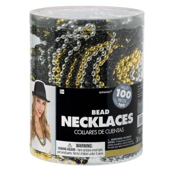 Bead Necklace - Black, Silver, Gold 50ct