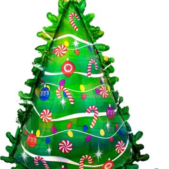 Christmas tree balloon with candy decorations.