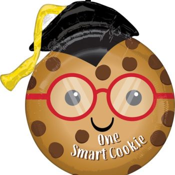Graduation cookie balloon with glasses.