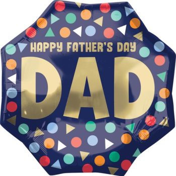 Colorful balloon with 'Happy Father's Day Dad' message.